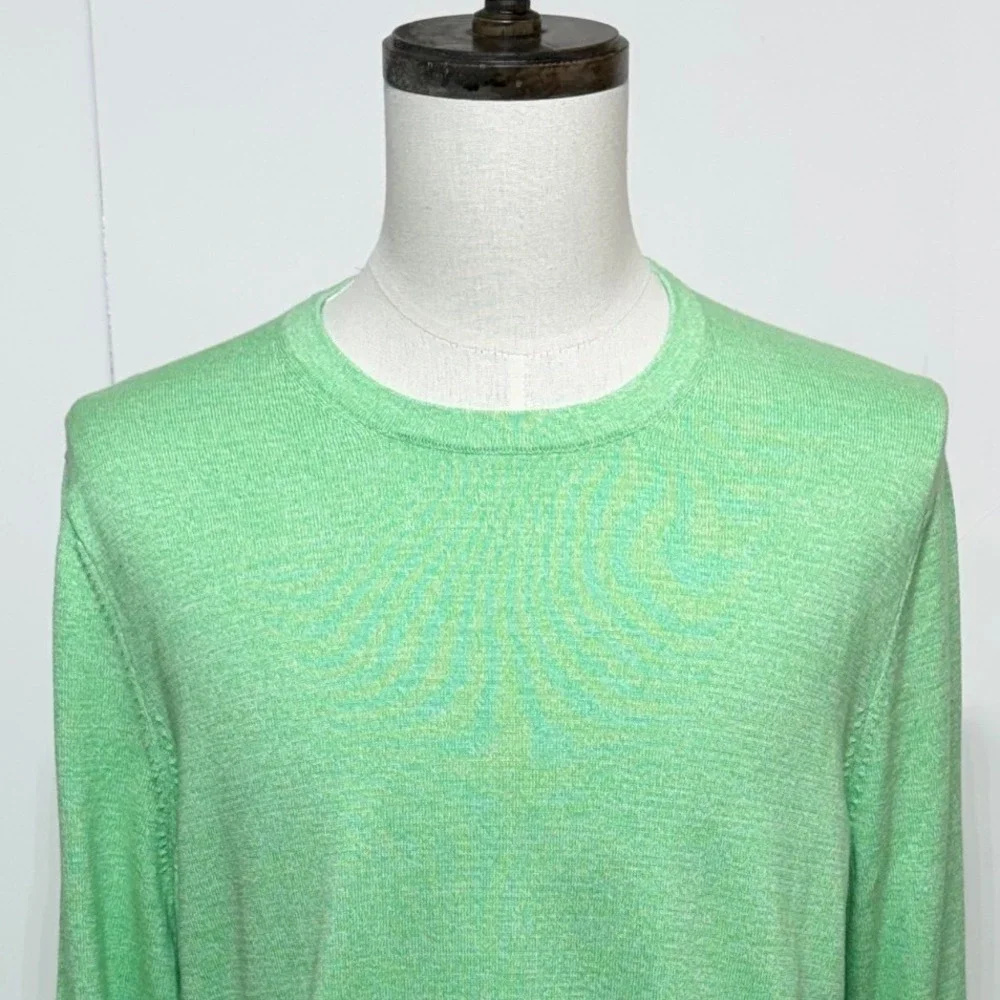 NEW Lands End Sweater Mens Large 42-44 Green Supima Cotton Pullover Long Sleeve